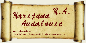 Marijana Avdalović vizit kartica